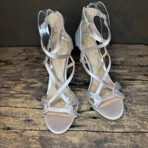 Jewel by Badgley Mischka Rhinestone Heels Pumps Stilettos Strappy Women's 8.5